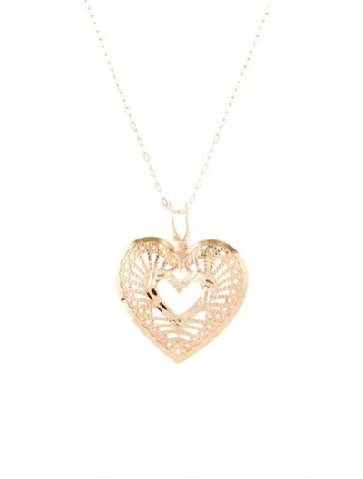 Pre-owned Necklace 14k Heart Pendant , 18" In Multi