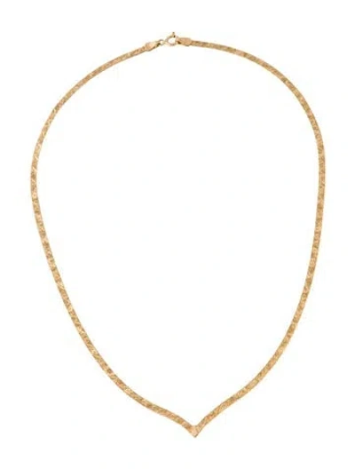 Pre-owned Necklace 14k Herringbone V Shape Chain , 15" In Multi