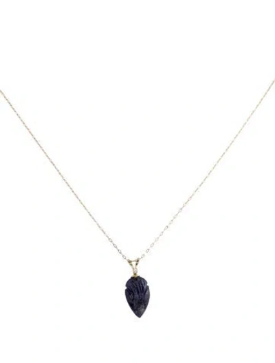 Pre-owned Necklace 14k Iolite & Diamond Pendant , 18" In Multi