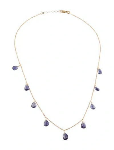 Pre-owned Necklace 14k Iolite Station , 17" In Multi