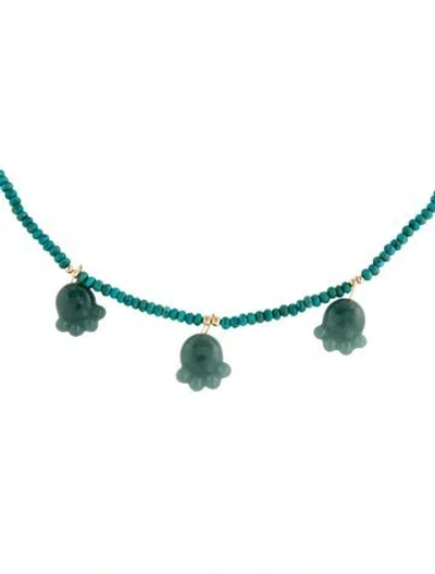 Pre-owned Necklace 14k Jadeite & Turquoise Bead , 19" In Multi