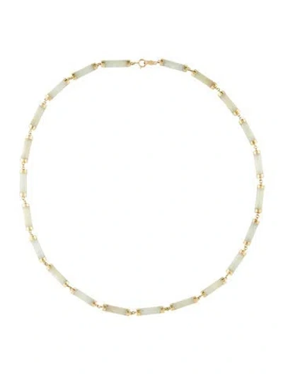 Pre-owned Necklace 14k Jadeite Bead Strand, 17" In Multi