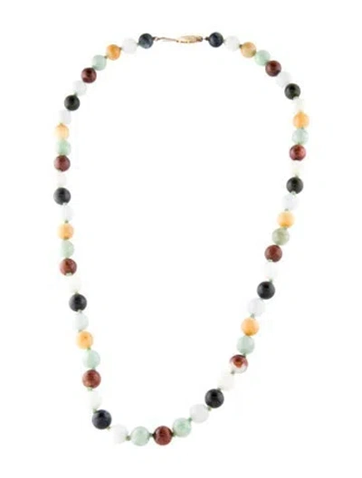 Pre-owned Necklace 14k Jadeite Bead Strand , 19.75" In Multi