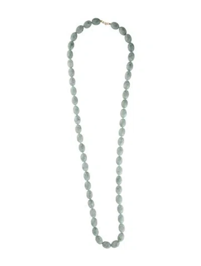 Pre-owned Necklace 14k Jadeite Bead Strand , 36" In Multi