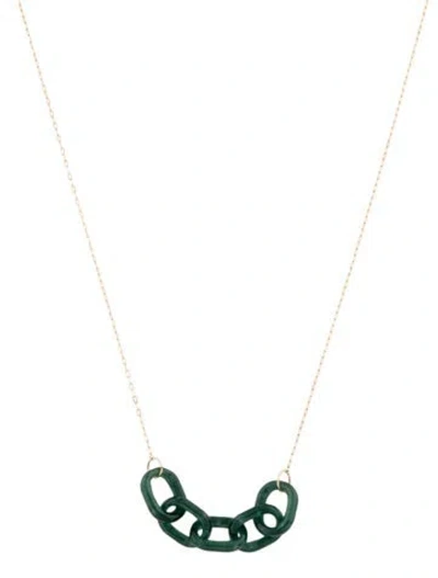 Pre-owned Necklace 14k Jadeite Link Pendant , 18" In Multi