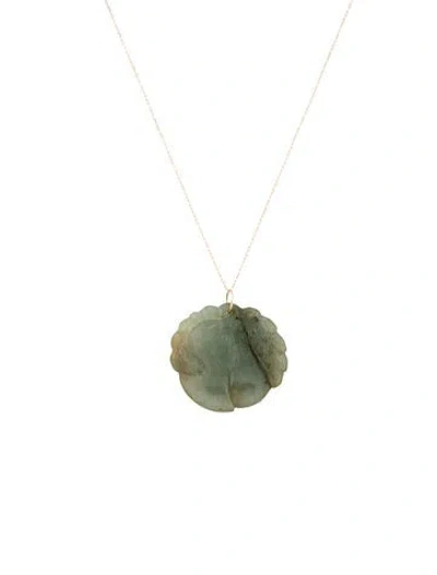 Pre-owned Necklace 14k Jadeite Peach Pendant , 18" In Multi