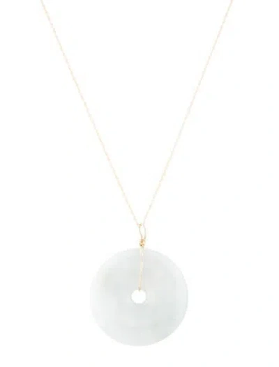 Pre-owned Necklace 14k Jadeite Pendant, 18" In Multi