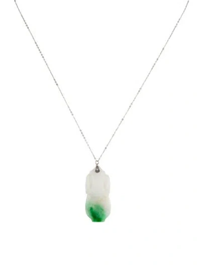 Pre-owned Necklace 14k Jadeite Pendant , 16" In Multi