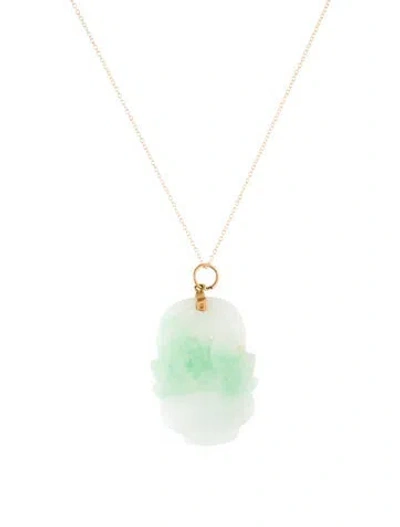 Pre-owned Necklace 14k Jadeite Pendant , 16.5" In Multi
