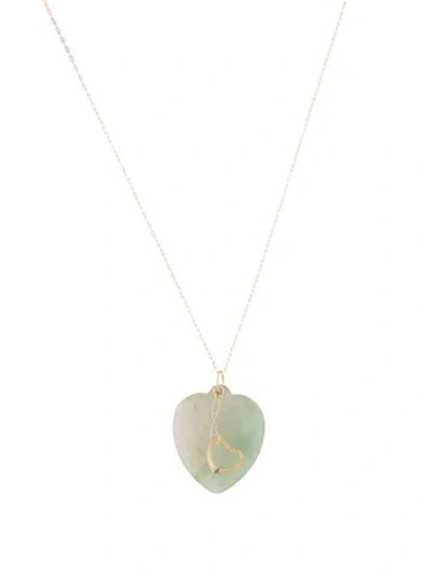 Pre-owned Necklace 14k Jadeite Pendant , 17.75" In Multi