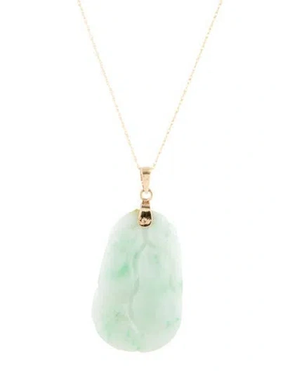 Pre-owned Necklace 14k Jadeite Pendant , 18" In Multi