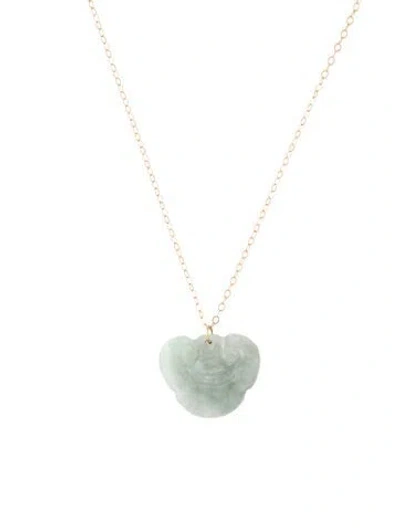 Pre-owned Necklace 14k Jadeite Pendant , 18" In Multi
