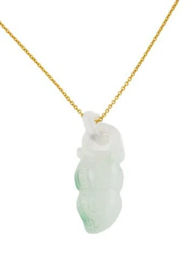 Pre-owned Necklace 14k Jadeite Pendant , 18" In Multi