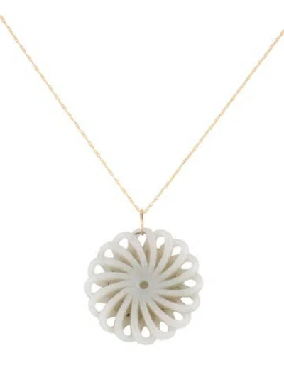 Pre-owned Necklace 14k Jadeite Pendant , 18" In Multi