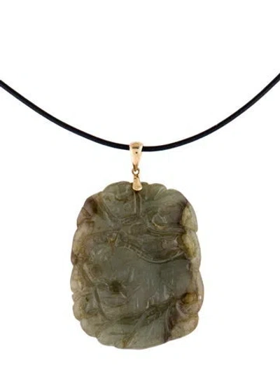 Pre-owned Necklace 14k Jadeite Pendant , 18" In Multi