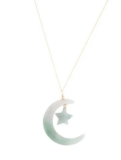 Pre-owned Necklace 14k Jadeite Pendant , 18" In Multi