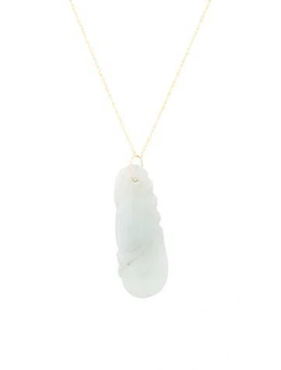 Pre-owned Necklace 14k Jadeite Pendant , 18" In Multi