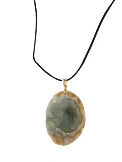 Pre-owned Necklace 14k Jadeite Pendant , 20" In Multi