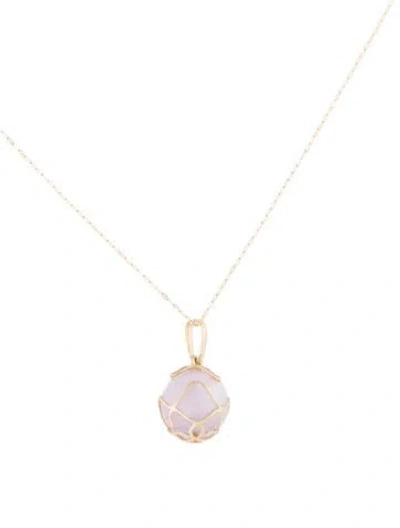 Pre-owned Necklace 14k Kunzite Caged Pendant , 17.75" In Multi