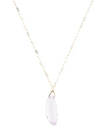 Pre-owned Necklace 14k Kunzite Pendant , 17.5" In Multi