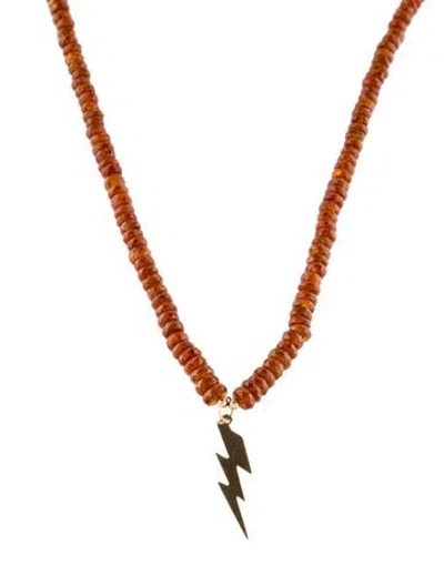Pre-owned Necklace 14k Kyanite Beaded Lightening Bolt Pendant , 19.25" In Multi