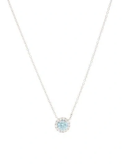 Pre-owned Necklace 14k Lab-grown Diamond Halo Pendant , 18" In Multi