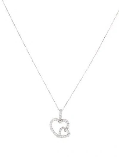 Pre-owned Necklace 14k Lab-grown Diamond Hearts Pendant , 16" In Multi