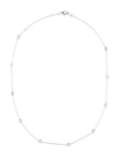 Pre-owned Necklace 14k Lab-grown Diamond Station  W/ Tags, 16" In Multi