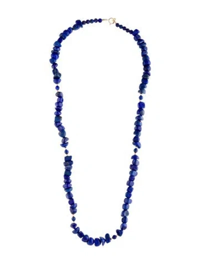 Pre-owned Necklace 14k Lapis Lazuli Bead , 17" In Multi