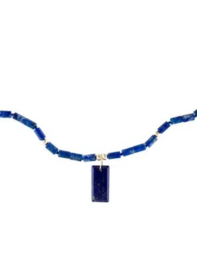 Pre-owned Necklace 14k Lapis Lazuli Bead Pendant , 19" In Multi