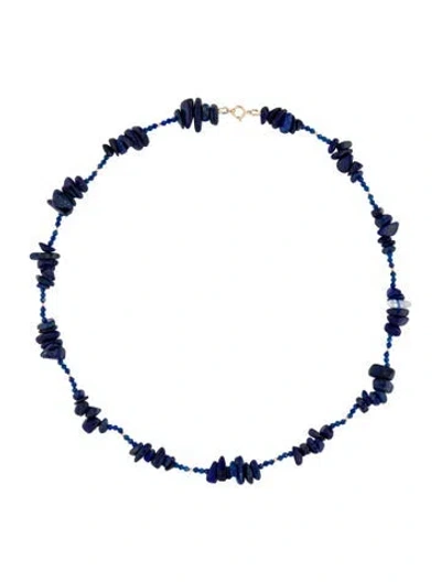 Pre-owned Necklace 14k Lapis Lazuli Bead Strand, 18" In Multi