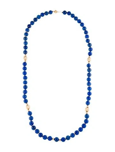 Pre-owned Necklace 14k Lapis Lazuli Bead Strand, 28" In Multi