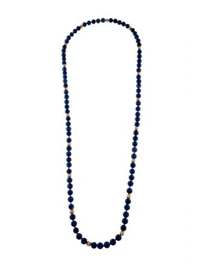 Pre-owned Necklace 14k Lapis Lazuli Bead Strand , 36" In Multi