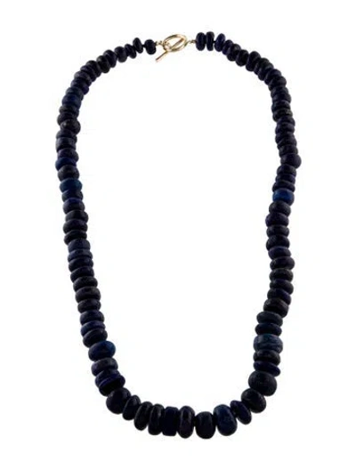 Pre-owned Necklace 14k Lapis Lazuli Bead Strand Toggle , 23" In Multi