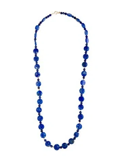 Pre-owned Necklace 14k Lapis Lazuli Beaded , 17.5" In Multi