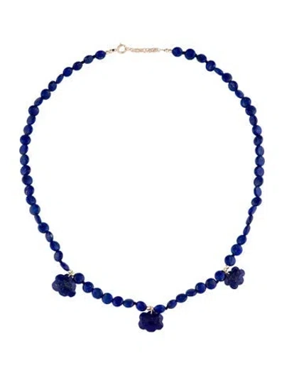 Pre-owned Necklace 14k Lapis Lazuli Cloud Bead Station , 19", 19" In Multi