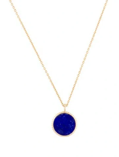 Pre-owned Necklace 14k Lapis Lazuli Coin Pendant , 17" In Multi