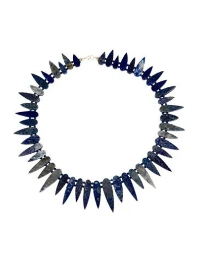 Pre-owned Necklace 14k Lapis Lazuli Collar , 19" In Multi