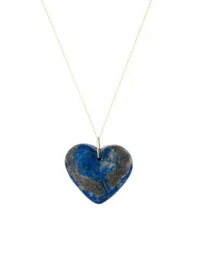 Pre-owned Necklace 14k Lapis Lazuli Heart Pendant , 18" In Multi