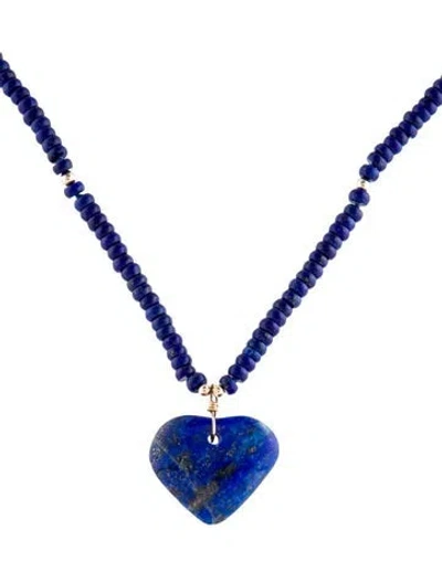Pre-owned Necklace 14k Lapis Lazuli Pendant Bead Strand , 19.25" In Multi