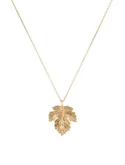 Pre-owned Necklace 14k Leaf Motif Pendant , 16.5" In Multi