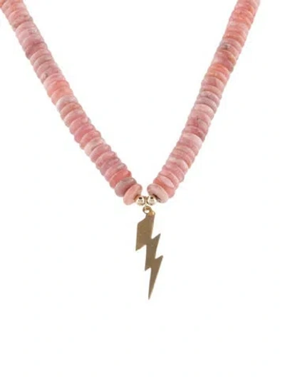 Pre-owned Necklace 14k Lightning Bolt Beaded , 16" In Multi