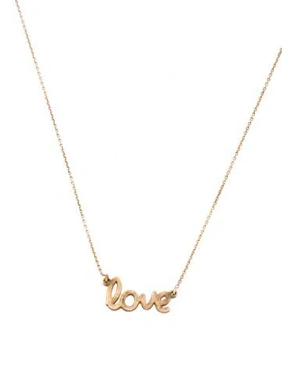 Pre-owned Necklace 14k 'love' Script Station , 18" In Multi