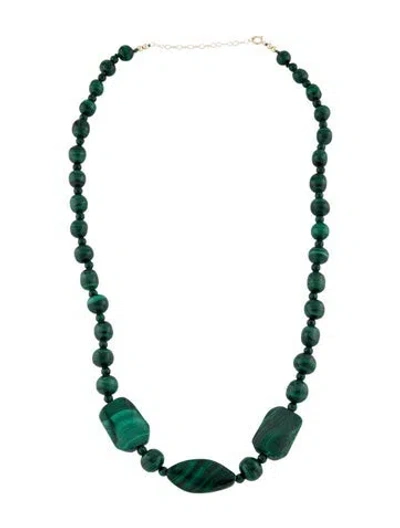 Pre-owned Necklace 14k Malachite Bead , 21" In Multi