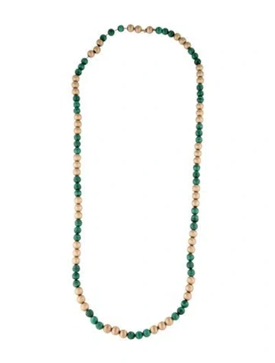 Pre-owned Necklace 14k Malachite Bead , 31.5" In Multi