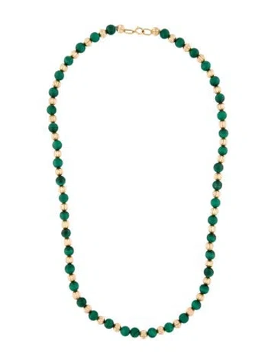 Pre-owned Necklace 14k Malachite Bead Strand , 24" In Multi