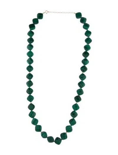 Pre-owned Necklace 14k Malachite Bead Strand , 24.5" In Multi