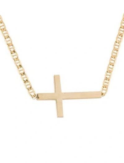 Pre-owned Necklace 14k Mariner Link Cross Pendant , 16" In Multi