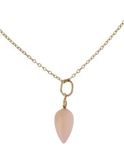 Pre-owned Necklace 14k Moonstone & Diamond Pendant , 18" In Multi