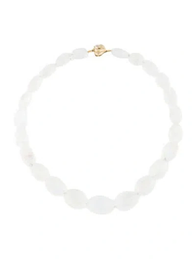 Pre-owned Necklace 14k Moonstone Labradorite & Diamond Bead Strand , 18.25" In Multi